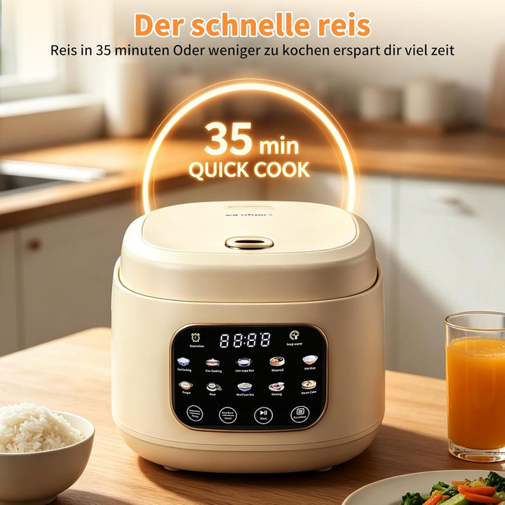 Reis Kocher Low Sugar, 3L Rice Cooker Small mit Low Carb Funktion and Dampfgarer 10 in 1 Reiskocher