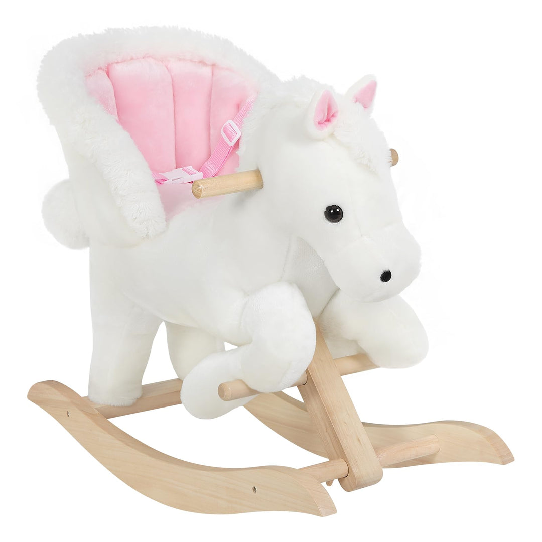 WOLTU Schaukelpferd Baby Schaukeltier Schaukelsitz Plüsch Schaukelspielzeug mit Gurt,PP-Baumwolle, W