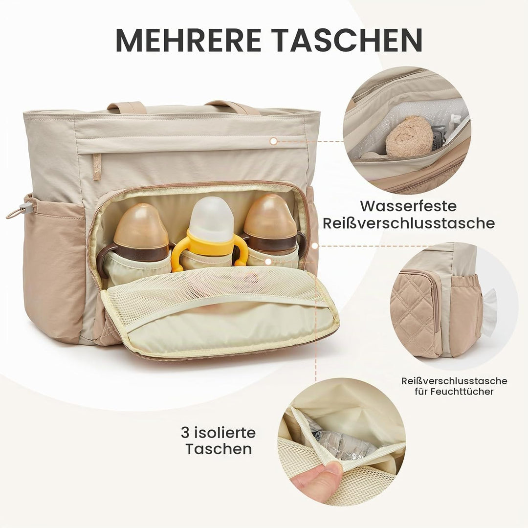 G4Free 3-in-1 Wickeltasche, Wickelrucksack Gross mit Wickelunterlage, Multifunktions Babytasche Fäch
