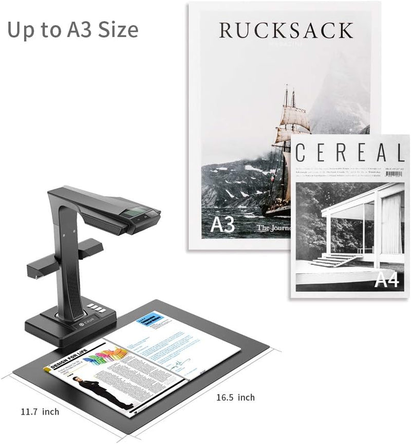 CZUR ET16 Plus Dokumentenscanner Buchscanner Professionelle Dokumentenkamera mit 16MP Auto-Flatten T