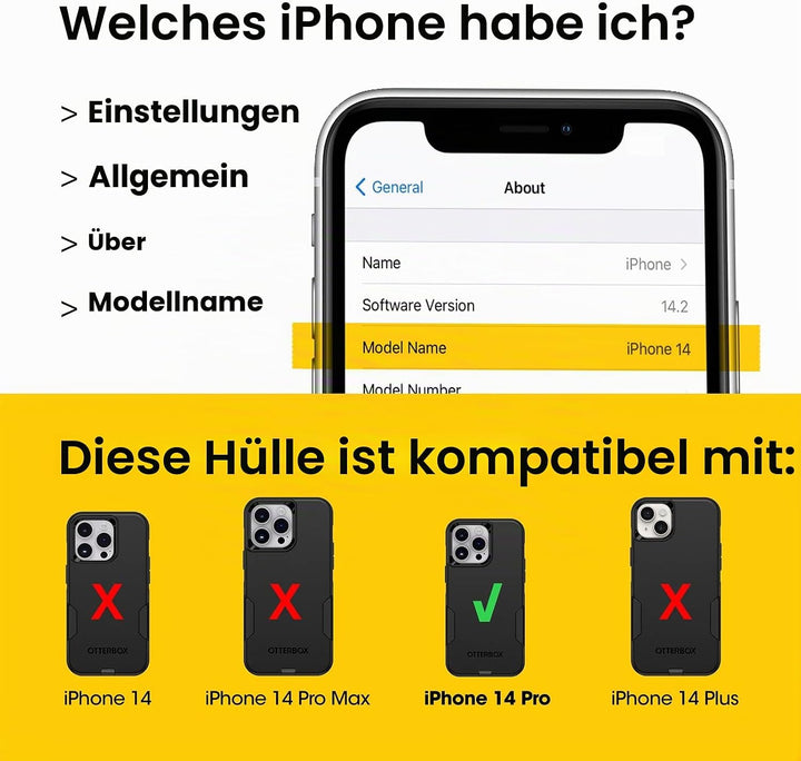 OtterBox Schutzhülle für iPhone 14 Pro (nur Pendler-Serie), schwarz, schlank und robust, taschenfreu