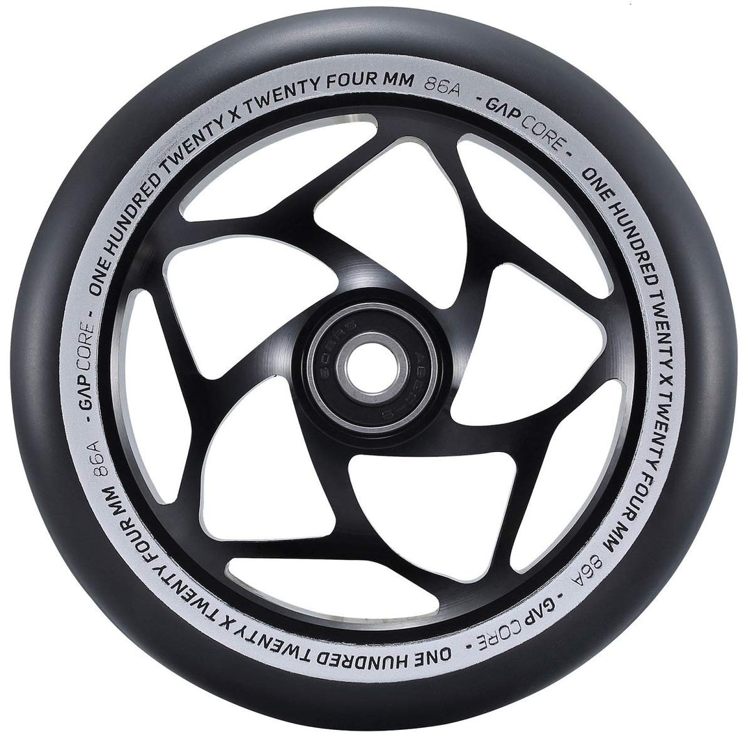 Blunt Gap Core Stunt-Scooter Rolle Abec9 Wheel 120mm +Fantic26 Sticker Schwarz / Pu Schwarz, Schwarz
