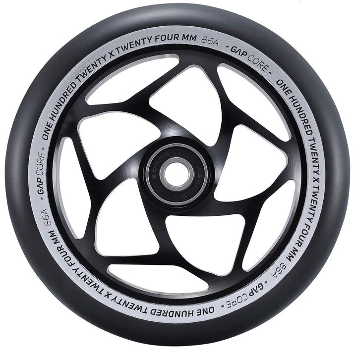 Blunt Gap Core Stunt-Scooter Rolle Abec9 Wheel 120mm +Fantic26 Sticker Schwarz / Pu Schwarz, Schwarz