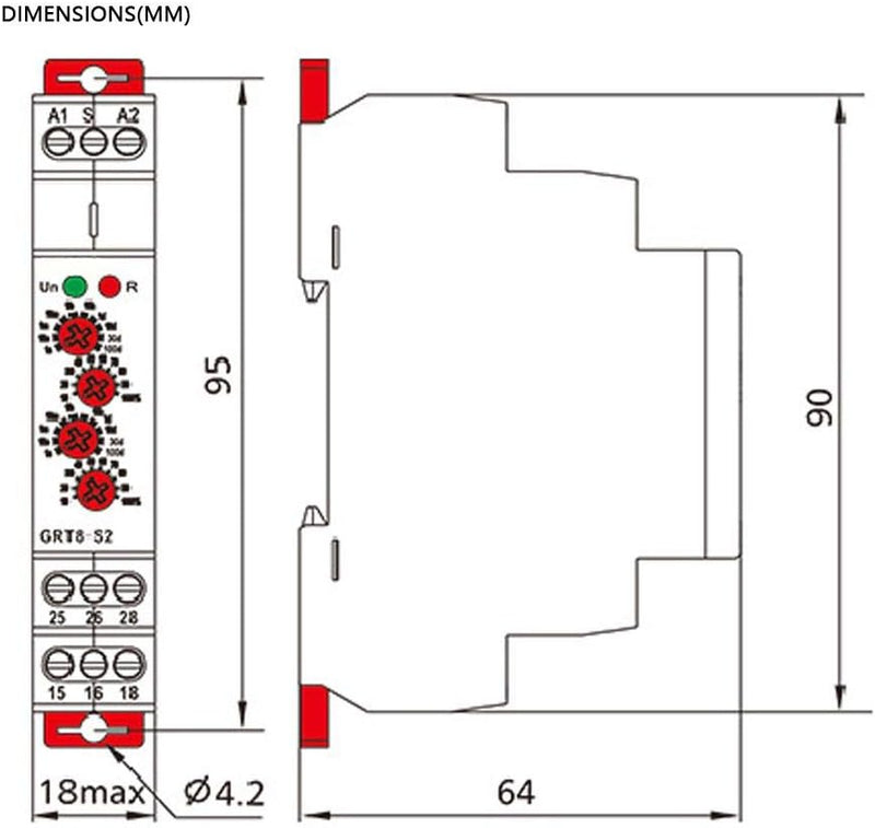 Zeitrelais, GRT8-S1 AC 230 V Mini Asymmetrischer Zyklus-Timer EIN/AUS Wiederholungszyklus-Zeitrelais