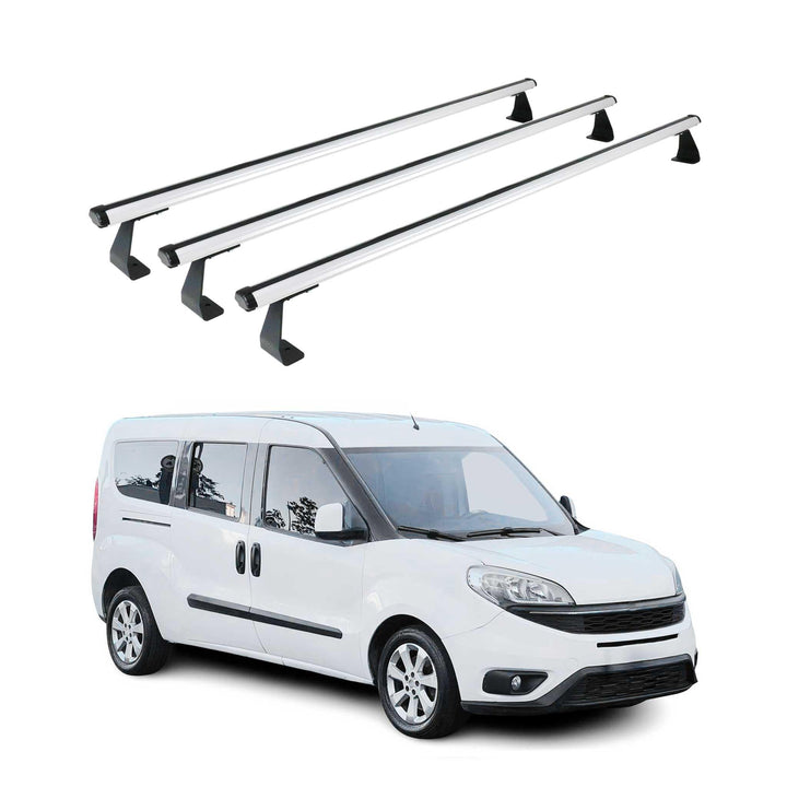 OMAC Heavy Duty Dachträger Querträger kompatibel mit FIAT Doblo II 2010-2021 – 3 Stangen – Aluminium