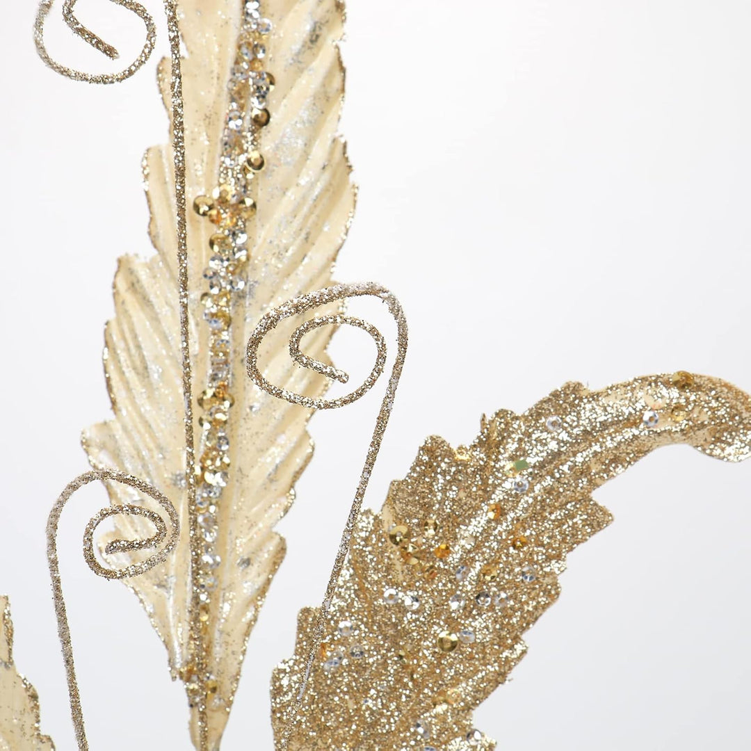 Oairse 68CM 3er Set Kunstpflanze Kunstzweig Weihnachten deko Glitzer, Weihnachten Blätter für Weihna