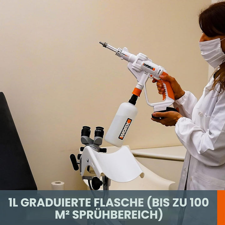 WORX WP650E Hydroshot Akku Drucksprühgerät 20V mit feinem Sprühnebel und 1L Flaschentank – inkl. 2Ah