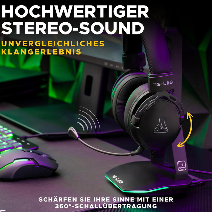 THE G-LAB Korp Titanium - Gaming Headset - Kabelgebundenes Gaming-Headset mit abnehmbarem Mikrofon,
