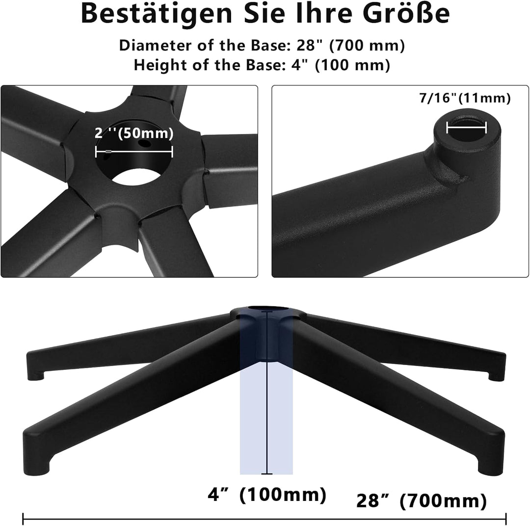 bürostuhl fusskreuz,5-Sterne-fusskreuz mit Stütze,schwarzer fünfeckiger Metallrahmen,drehstuhl Kreuz