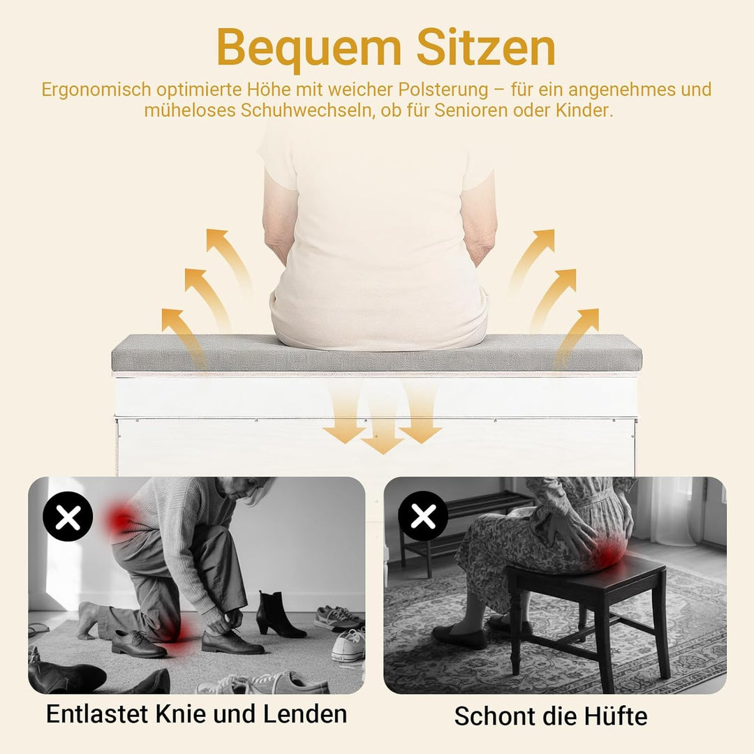 SoBuy Schuhbank mit Sitzfläche und 2 Klappen, schmaler Schuhschrank mit Sitzbank & Schuhregal platzs