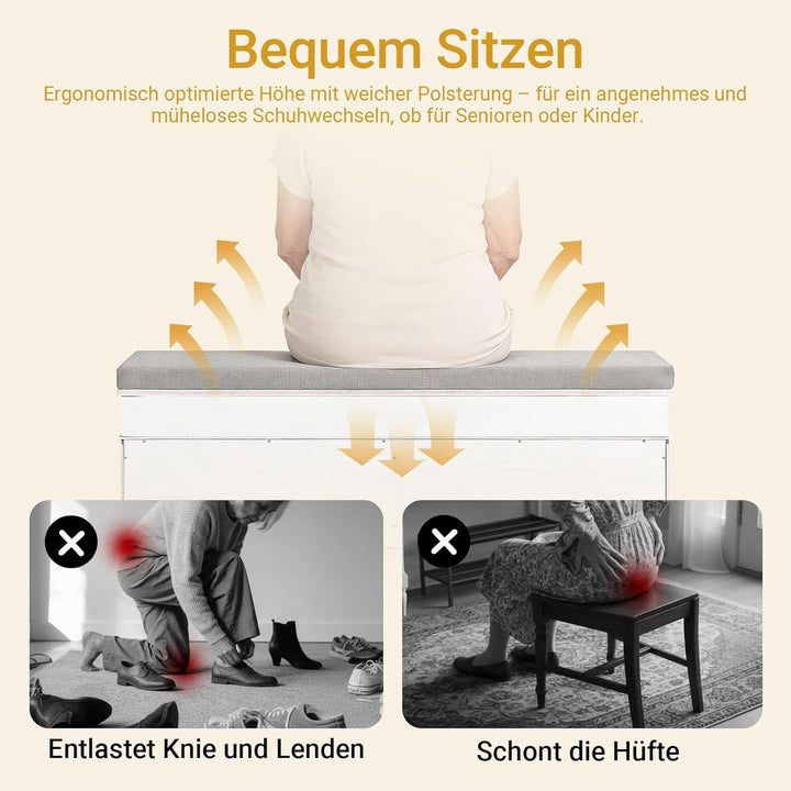 SoBuy Schuhbank mit Sitzfläche und 2 Klappen, schmaler Schuhschrank mit Sitzbank & Schuhregal platzs