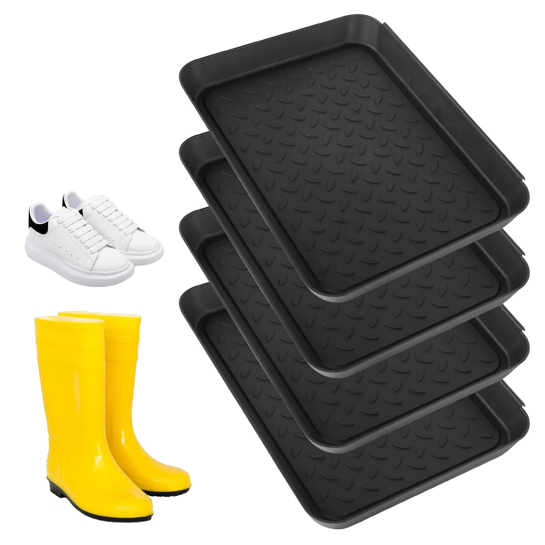4 Set Schuhabtropfschale Schuhwanne 35 x 27.5 x 3 cm Schuhmatte Abtropfmatte mit Erhöhtem Rand Schuh