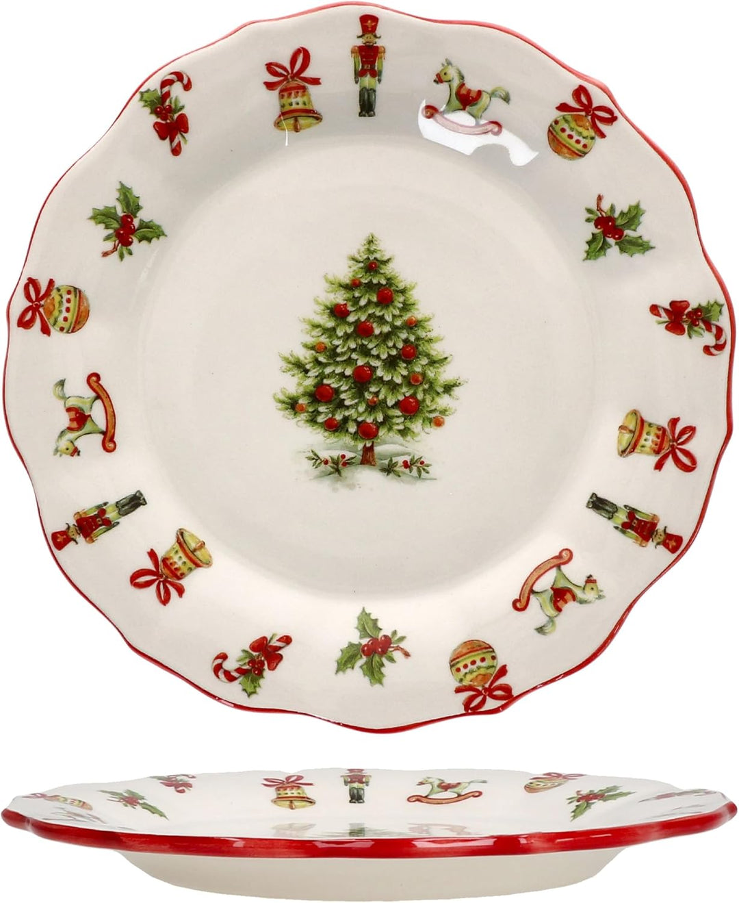 MamboCat Maestro Natale Kuchenteller I italienische Keramik-Frühstücksteller mit Weihnachtsdekor I S
