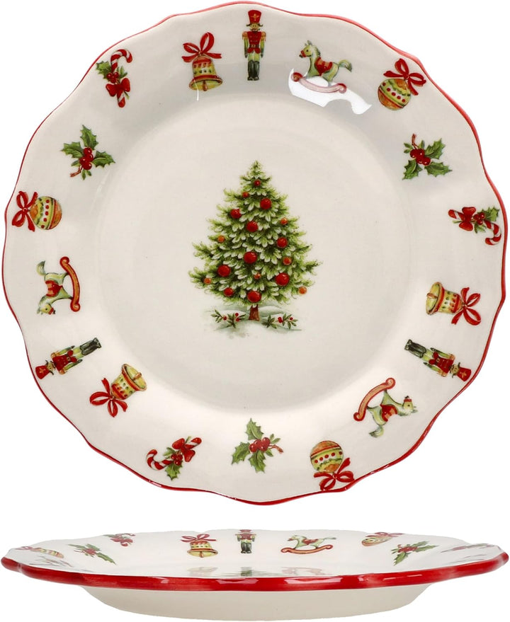 MamboCat Maestro Natale Kuchenteller I italienische Keramik-Frühstücksteller mit Weihnachtsdekor I S