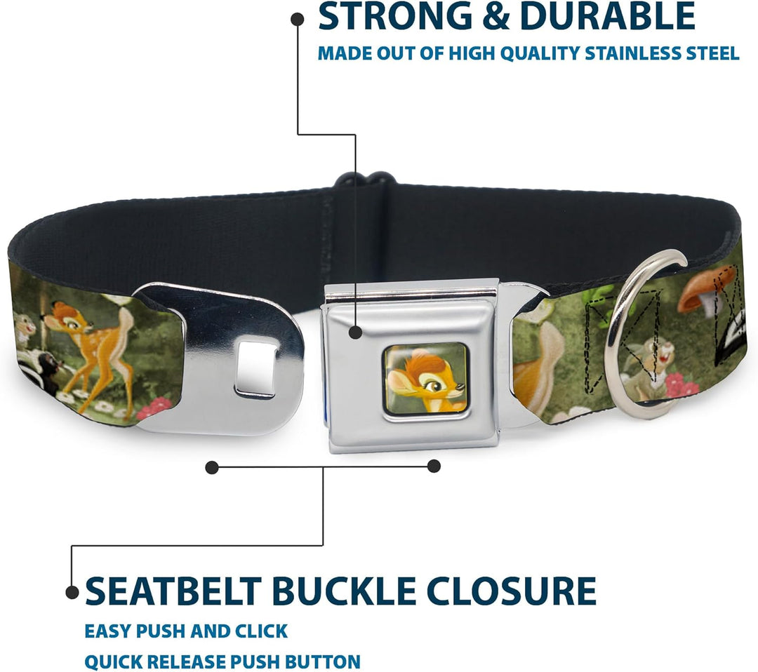 Buckle-Down dybx Bambi Face Sketch Schliessen Hundehalsband M - Fits 11-17" - 1.0" Wide, M - Fits 11