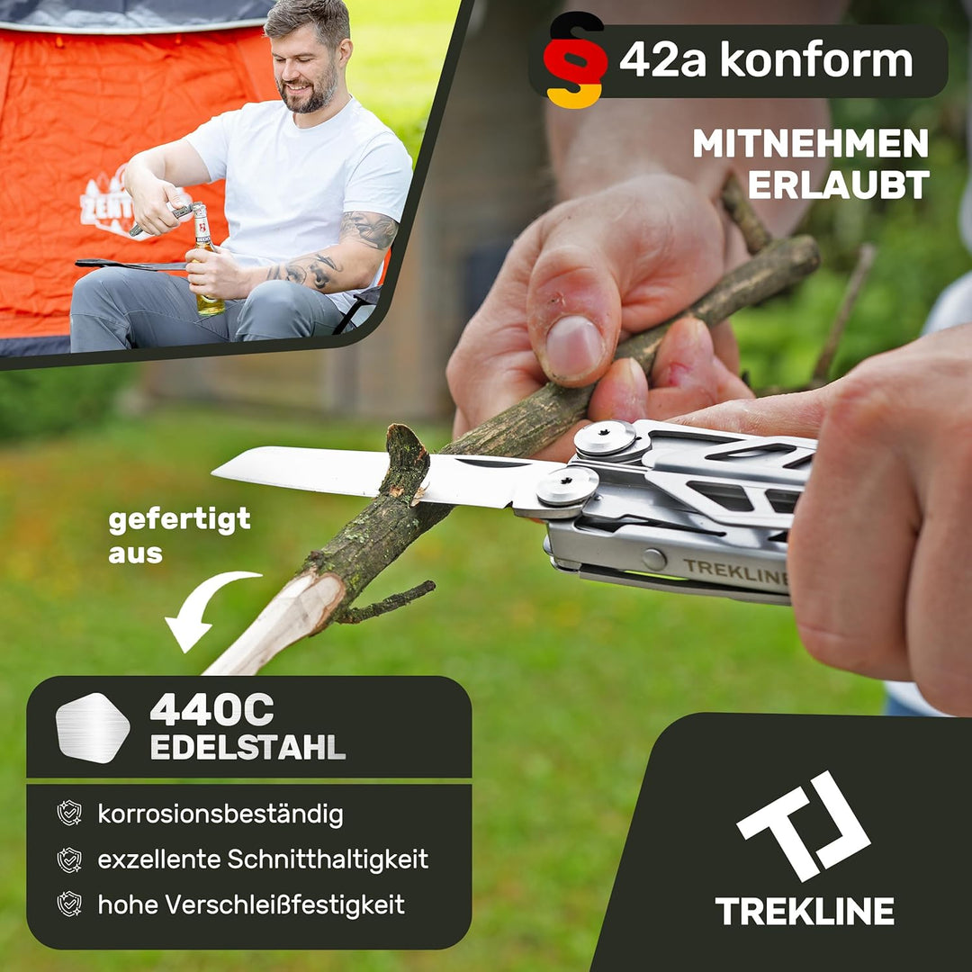 TREKLINE Premium Multitool Werkzeug [rostfreier Edelstahl] Survival Multifunktionsmesser perfektes C