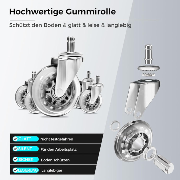 BEWISHOME Rollhocker mit Rollen,Verstellbarer Hocker für hohe Belastungen bis 200 kg,360° Drehhocker