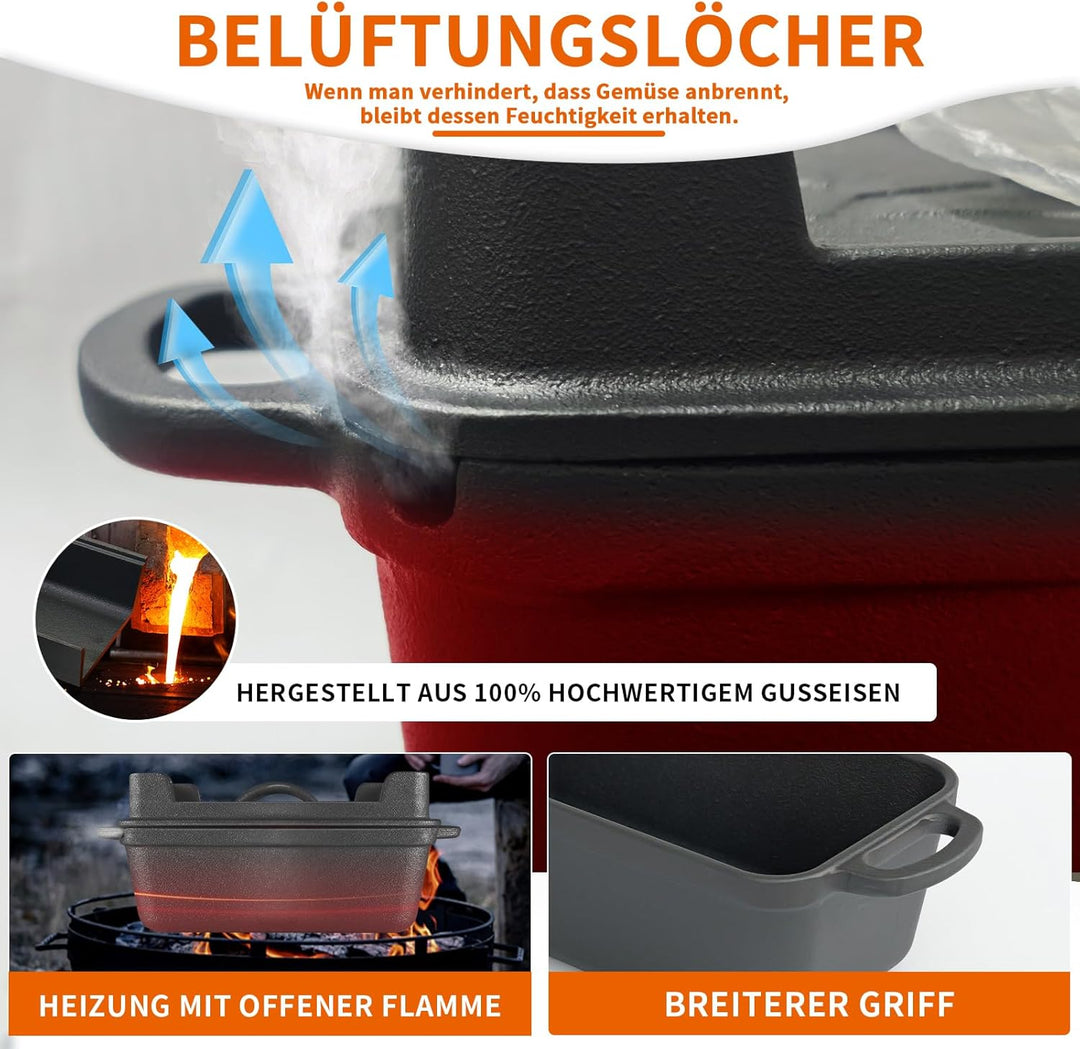 Illidan Gusseisen Brotbackform mit Deckel, 2-in-1 Broodbakvormen Voor Brood,Rechteckig Sauerteig Bro