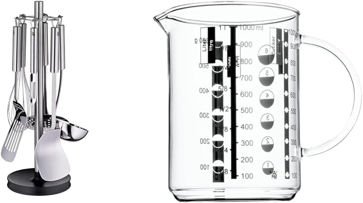 WMF Profi Plus Küchenhelfer Set 7-teilig, Ständer mit 6 Helfern, Schöpflöffel, Schaumlöffel, Wokwend