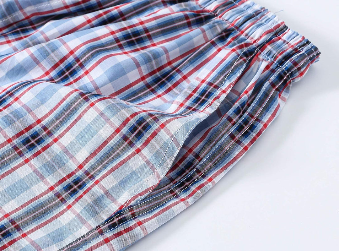 MoFiz Herren Kurze Pyjamahose Baumwolle Schlafshorts Karierte Schlafanzughose Freizeithose Karo Loun