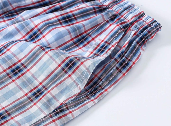 MoFiz Herren Kurze Pyjamahose Baumwolle Schlafshorts Karierte Schlafanzughose Freizeithose Karo Loun