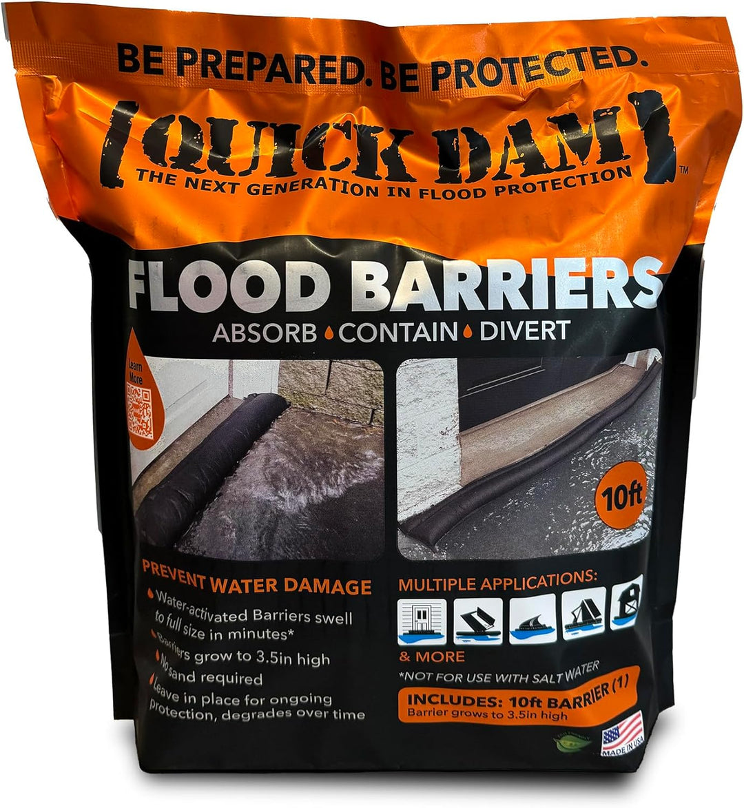 Quick Dam QD610-1 Wasseraktivierte Flutbarriere, 1 Packung, Schwarz, 10-ft 10-ft 1 Stück, 10-ft 1 St