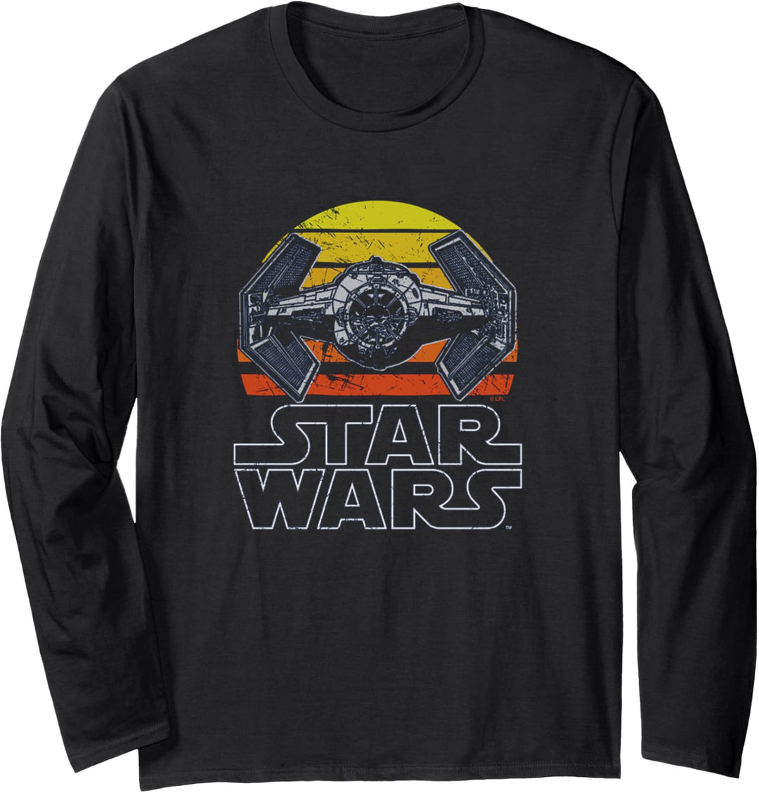 Star Wars Tie Fighter Retro Halftone Sunset Langarmshirt
