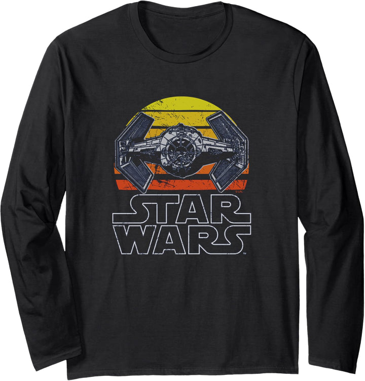 Star Wars Tie Fighter Retro Halftone Sunset Langarmshirt