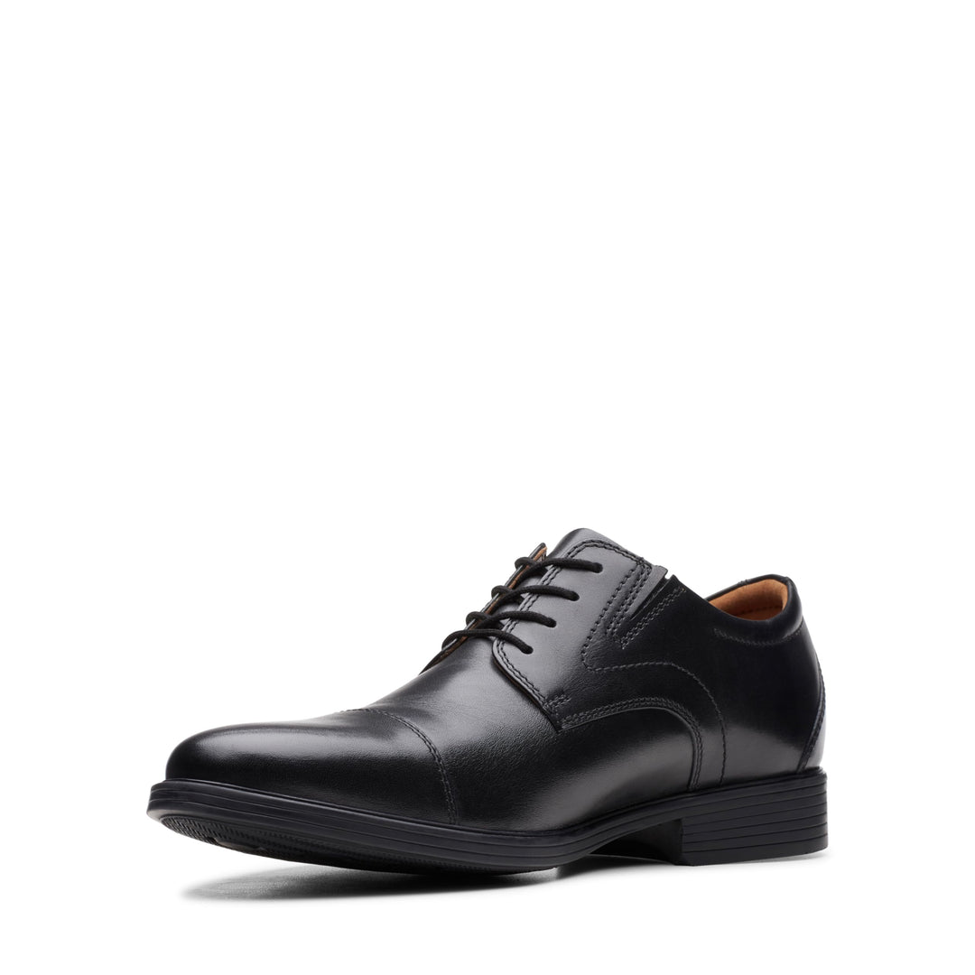 Clarks Herren Whiddon Cap Sneaker 43 EU Schwarzes Leder, 43 EU Schwarzes Leder
