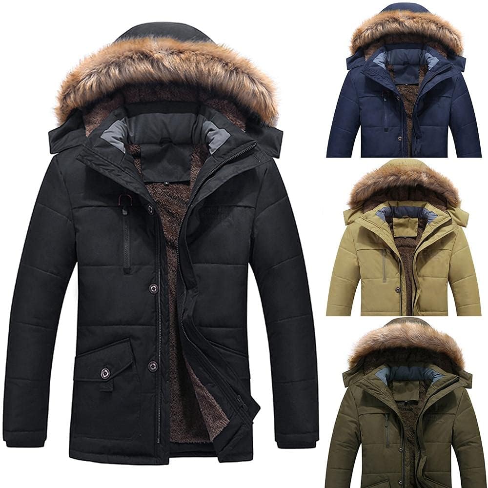 Zhiyao Winterparka Herren Parka Jacke Gefüttert Winterjacke Warme Jacke Outdoor Kapuzenjacke Winddic