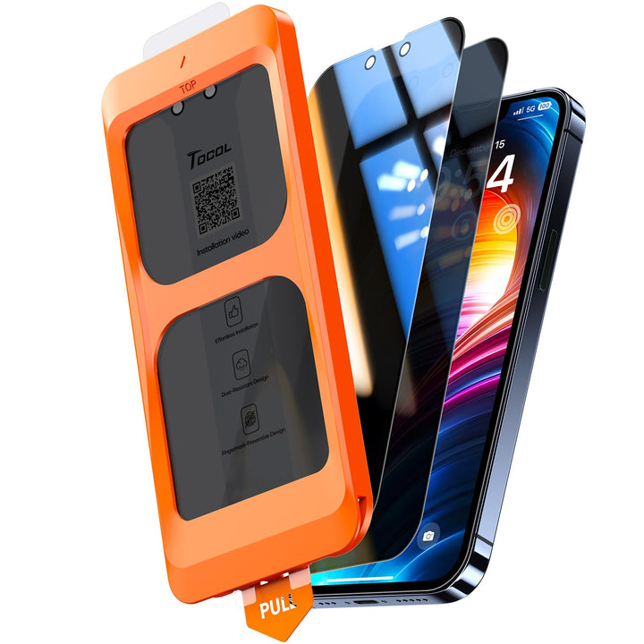 TOCOL Full Screen für iPhone 12 Pro Max für Panzerglas Sichtschutz, Auto-Installation 0 Blasen 9H Hä