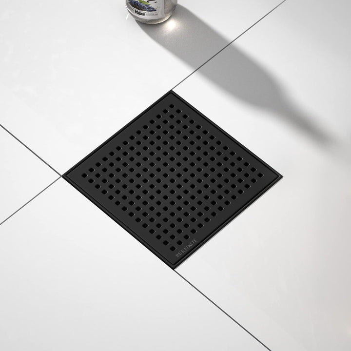 Duschrinne Quadrat 20 * 20cm, 360° Siphon mit Geruchsstop und Haarsieb Edelstahl Ablaufrinne Bodenab