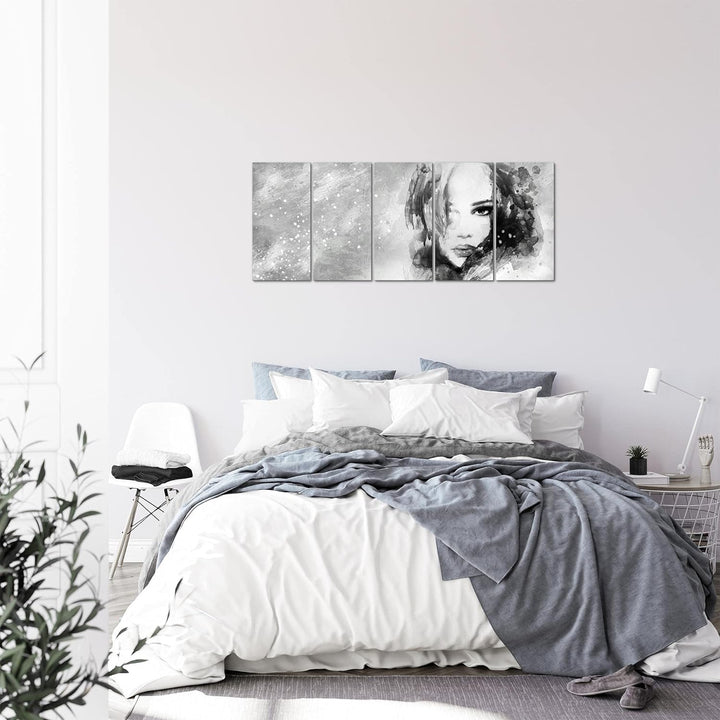 Runa Art Bild Frau Abstrakt Wandbilder auf Vlies Leinwand 5 Teilig Wanddekoration Wohnzimmer Schlafz