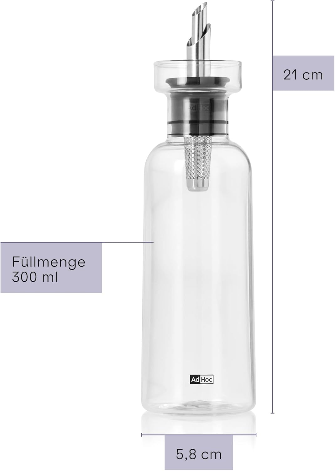 AdHoc BZ81 Set Ölspender oder Essigspender AromaPour aus Glas | elegante Olivenölflasche mit Ausgies