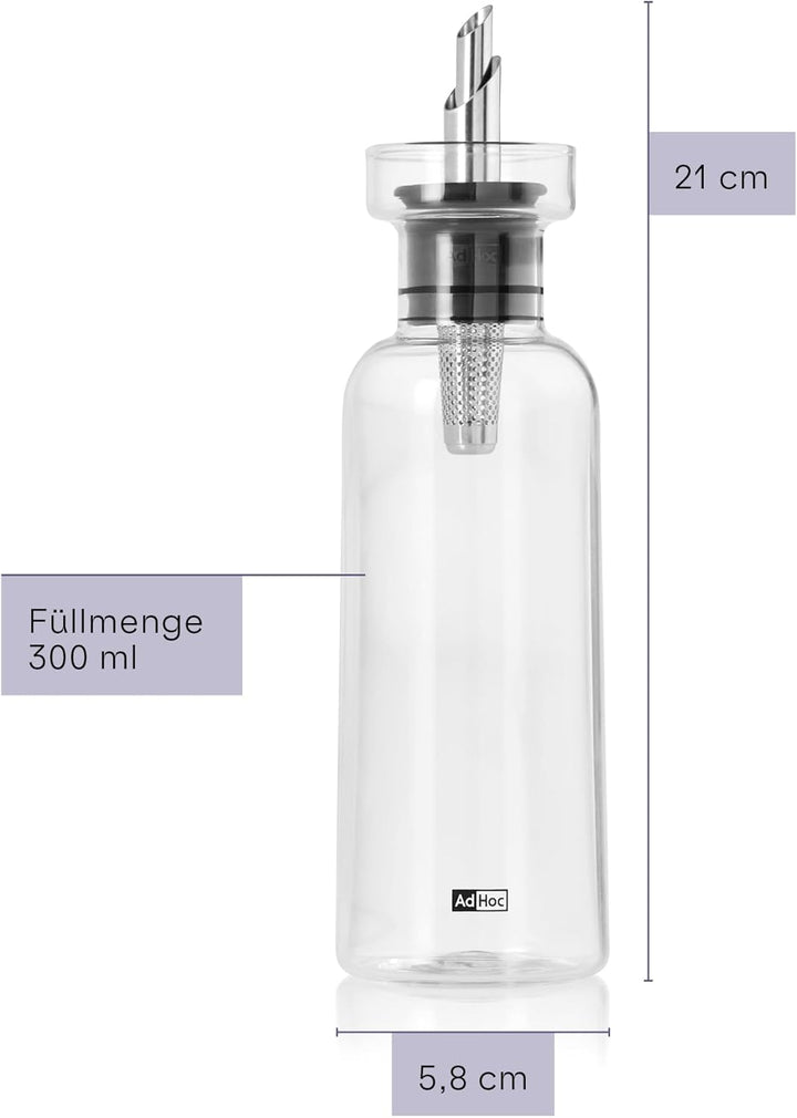 AdHoc BZ81 Set Ölspender oder Essigspender AromaPour aus Glas | elegante Olivenölflasche mit Ausgies