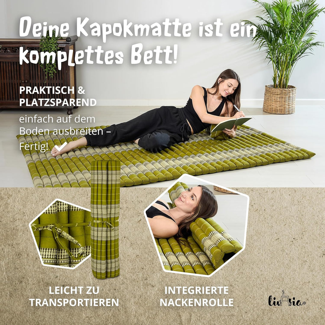 livasia Rollmatte Rollmatratze L-200x110x4,5cm, Gästebett Gästematratze 1 Person, Reisebett Kofferra