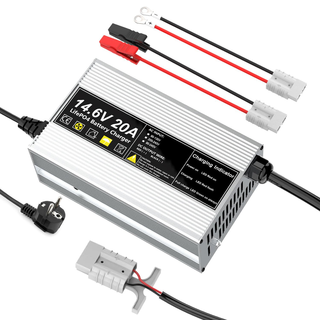 14,6V 20A LiFePO4 Ladegerät für 12V (12,8V) Lithium Eisenphosphat Batterieladegerät Schnellladung sc