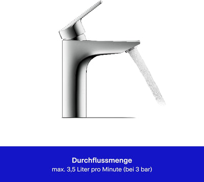 Duravit No.1 Waschtischarmatur, Grösse M (Auslauf Höhe 117 mm), Wasserhahn Bad mit Zugstangen-Ablauf