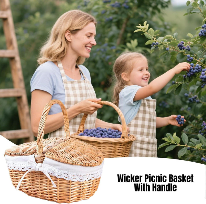 Geflochtenes Picknick mit Henkel – leer aus Korbwaren für Blumen, Aufbewahrungsbox, ideal für , Gart