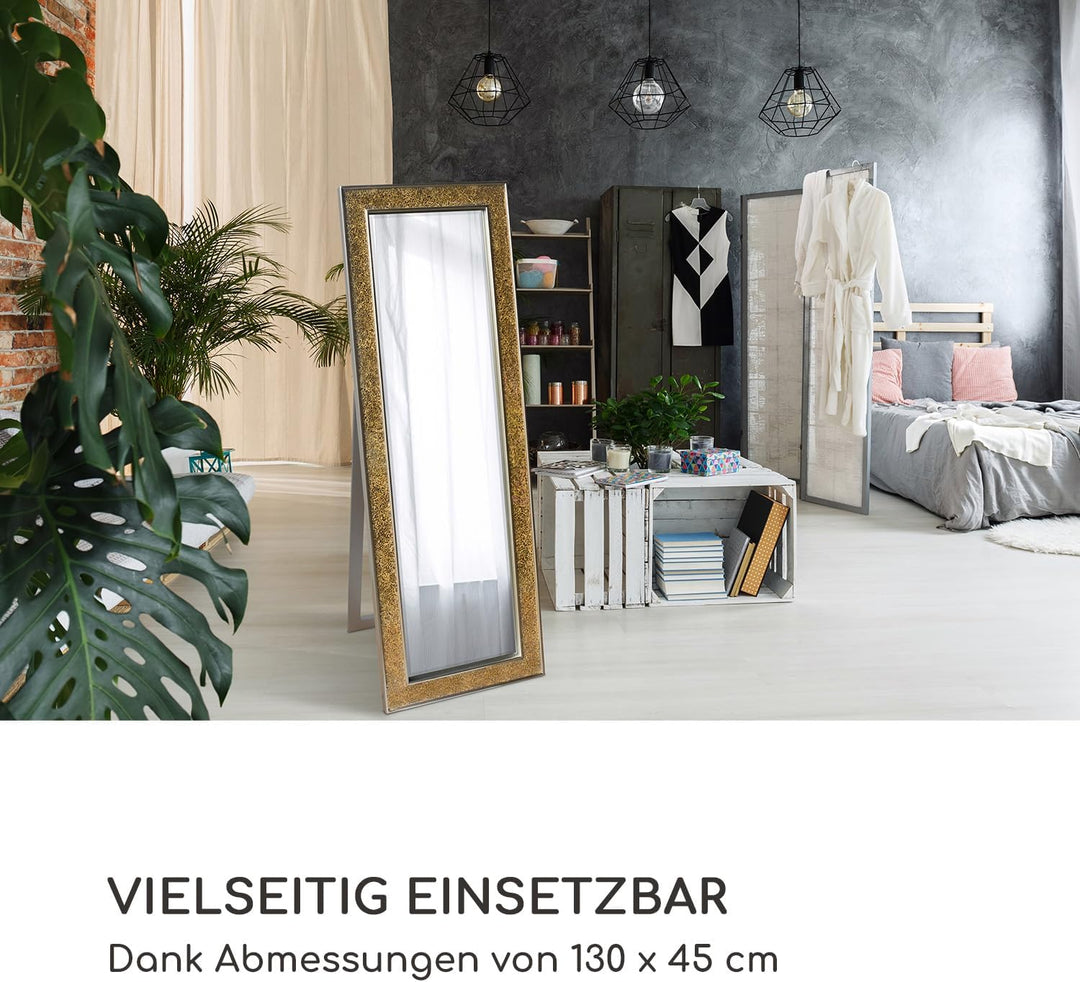 Glamour by Casa Chic Wandspiegel - Gold - Gross - 130x45 cm - Mosaikspiegel - Badspiegel Gold Rectan