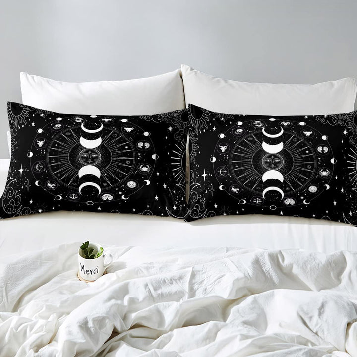 Loussiesd Boho Mandala Bettwäsche Set 135x200cm Sonne und Mond Betten Set Erwachsene Galaxie Konstel