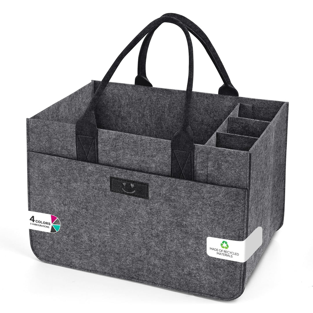 Filz Einkaufskörbe Filztasche 30L Einkaufskorb Faltbar Einkaufstasche mit Fächern, Filztasche Gross