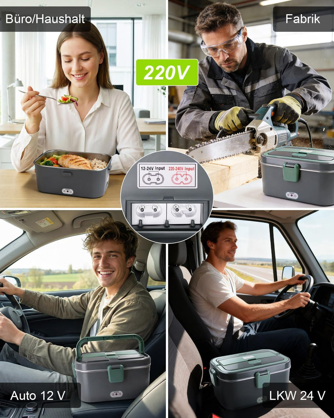 AUTOPkio 12V/24V 220V Netzkabel für Elektrische Lunchbox, Zigarettenanzünder Adapter für Auto LKW un