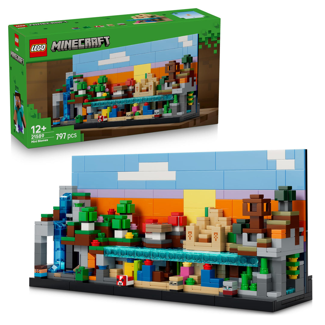 LEGO Minecraft Mini-Biome - DIY Deko Set - 3D Puzzle mit 5 Mikrofiguren - Kreatives Spielset zum Bau