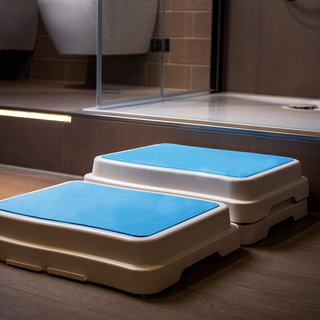 UPP 10 cm Badezimmer-Stufe stapelbar &amp; erweiterbar | Belastbar bis 189 kg | Tritthocker für Senioren