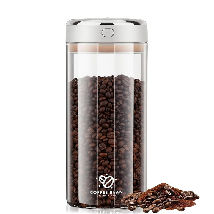 Kaffeebohnen Aufbewahrung 1700ml Vakuum Kaffeedose – Luftdichter Glasbehälter mit Datumsanzeiger für