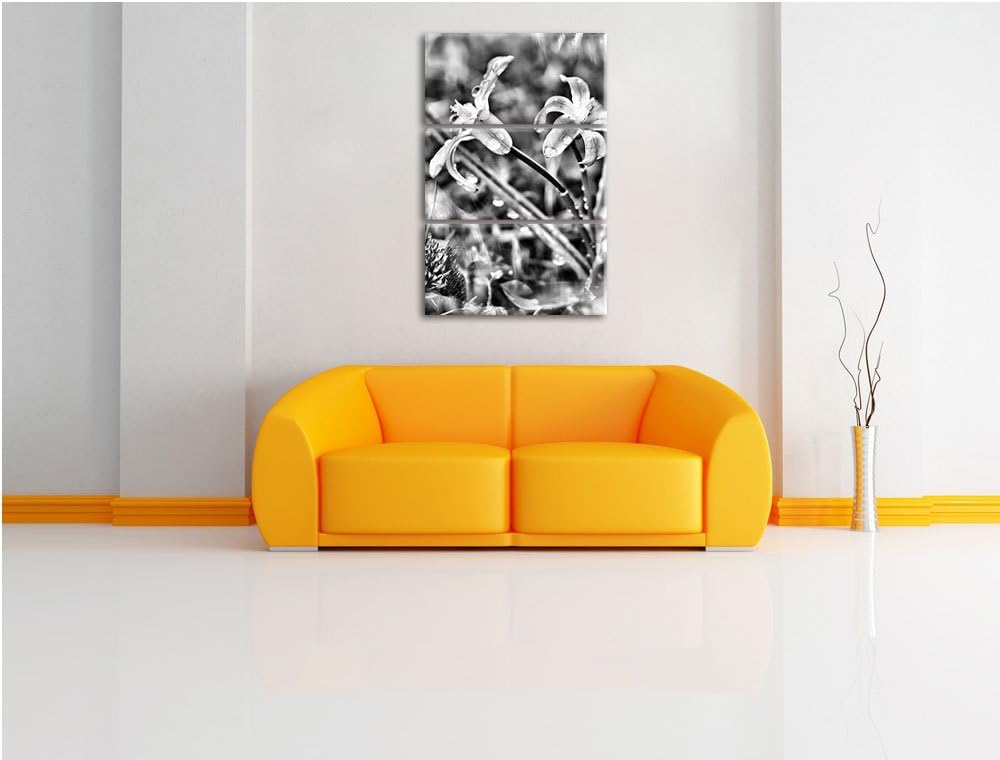 Pixxprint Kleine Lila Waldblume / 3-Teilig/Gesamtmass 120cm Leinwandbild bespannt auf Holzrahmen/Wan