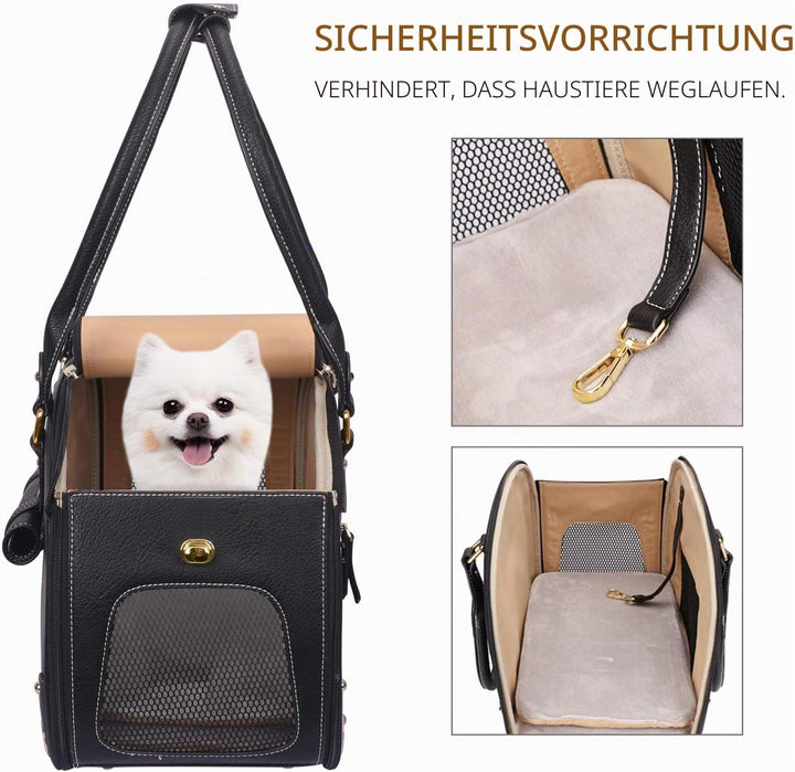 PetsHome Hundetragetasche, Haustier-Tragetasche, Hundegeldbörse, faltbar, wasserdicht, Premium-PU-Le