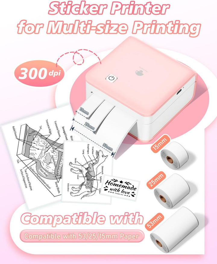 Phomemo Mini Thermodrucker – P2S Fotodrucker für Smartphone, Tragbarer Kabelloser Notizdrucker mit 3