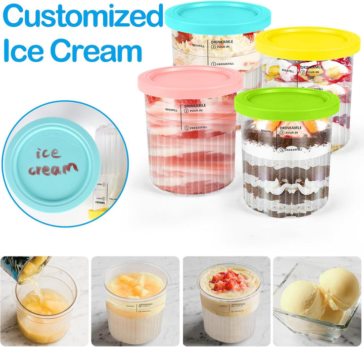 Apritsce Creami Deluxe Behälter für Ninja Eismaschine, 4 Stück Eisbehälter für Speiseeis für Ninja N